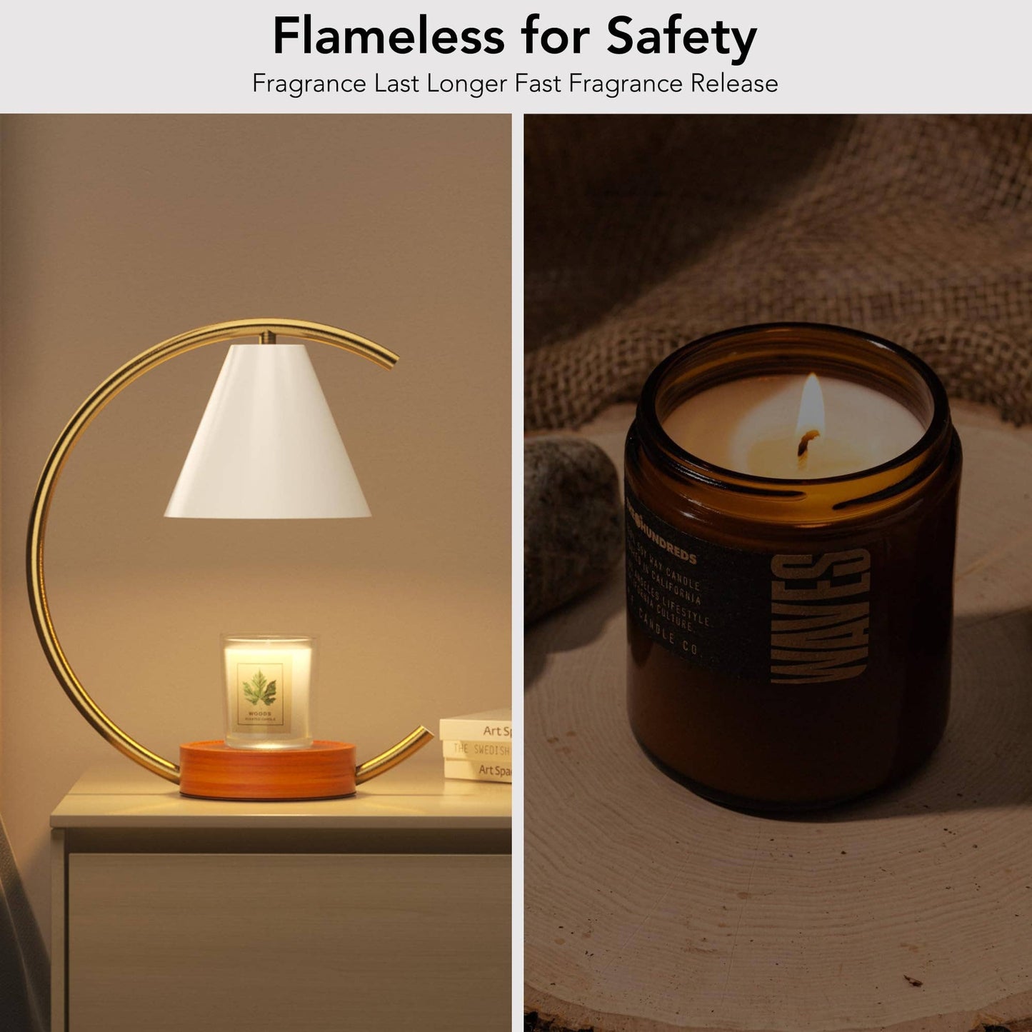 Dimmable Electric Candle Warmer with Timer and Bulbs: Black