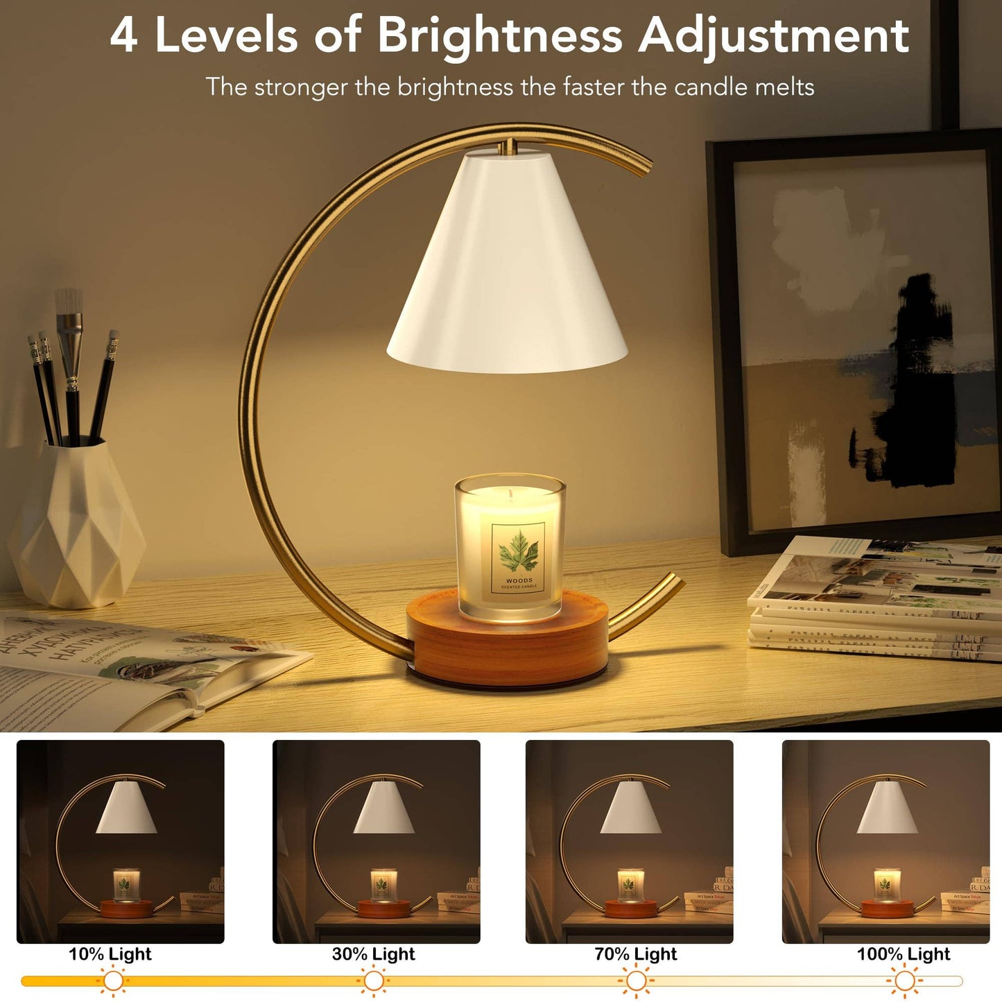 Dimmable Electric Candle Warmer with Timer and Bulbs: Black
