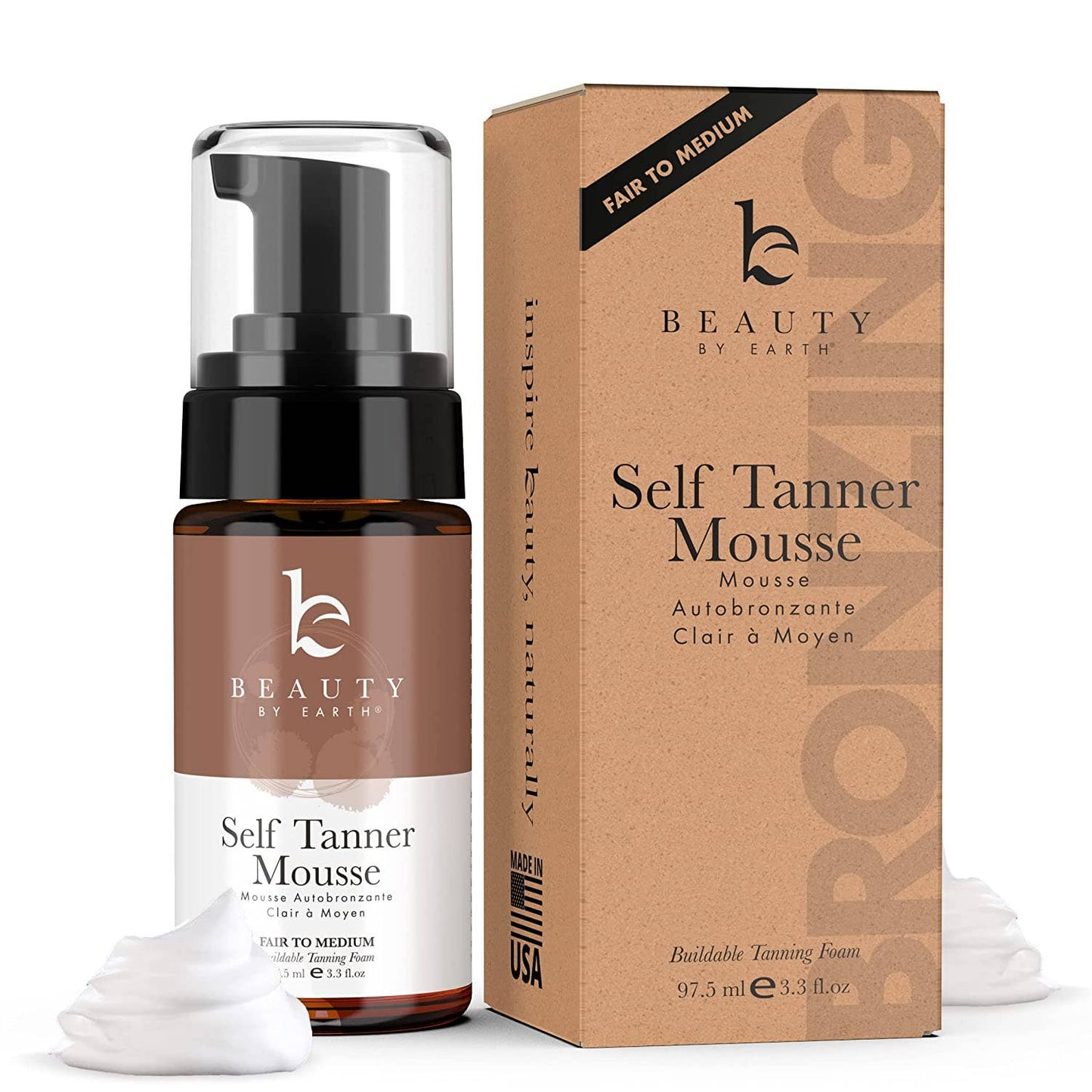 Self Tanner Body Tanning Mousse (3 Shades, 2 Sizes): Fair to Medium / 7.5oz