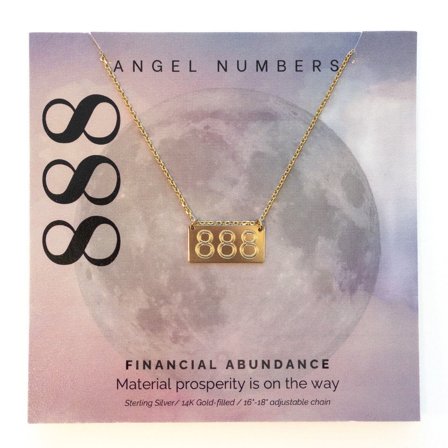 Lotus Jewelry Studio Silver Angel Number 888 16” Necklace