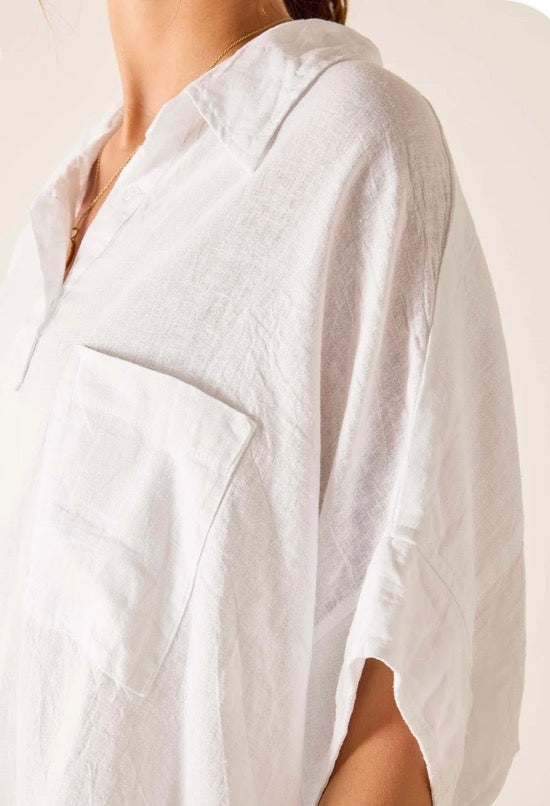 Mersea Hermosa Collared Top White OS