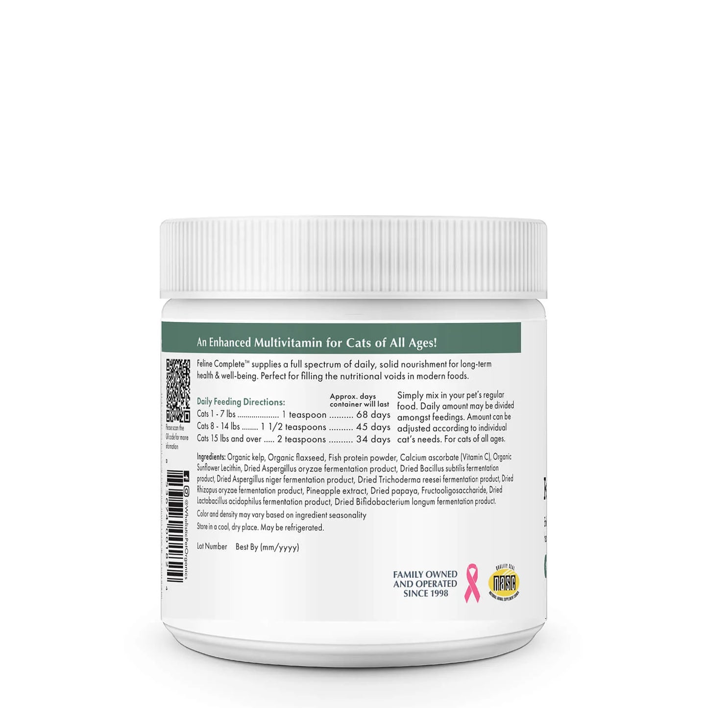 Wholistic Pet Organics Organic Pumpkin Feline Complete 4oz