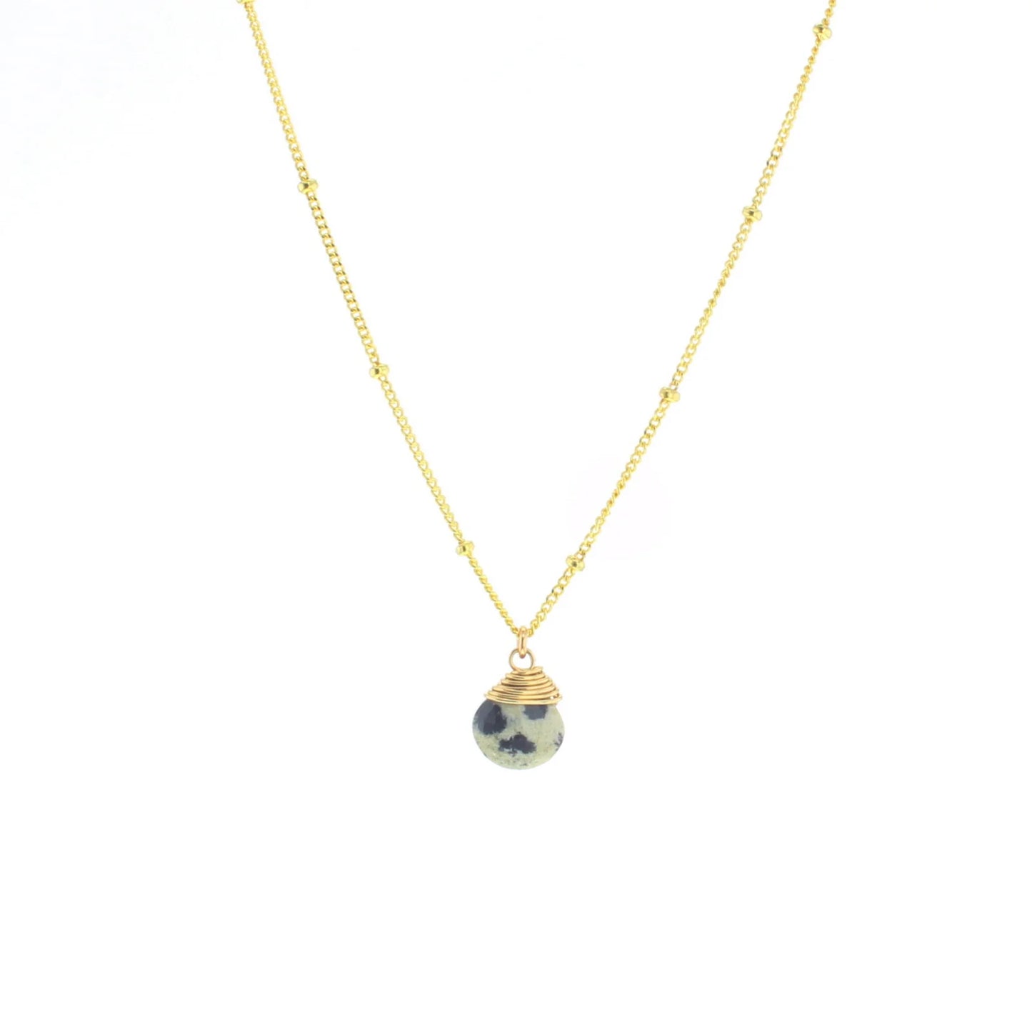 Lotus Jewelry Studio Dalmatian Jasper Stone 16” Necklace Gold Vermeil