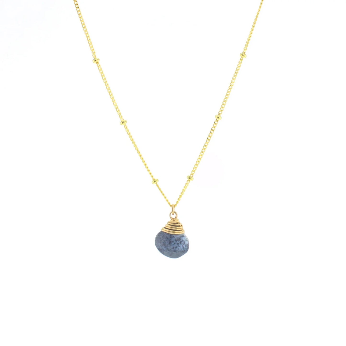 Lotus Jewelry Studio Dendritic Opal Stone 16” Necklace Gold Vermeil