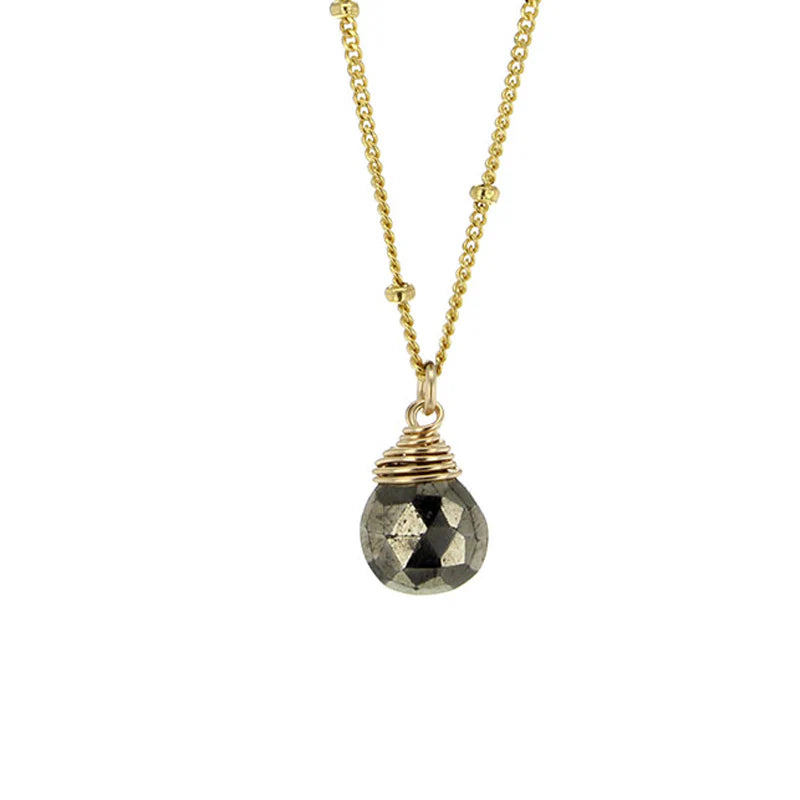 Lotus Jewelry Studio Pyrite Stone 16” Necklace Gold Vermeil