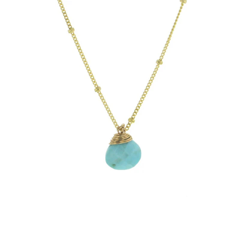 Lotus Jewelry Studio Turquoise Stone 16” Necklace Gold Vermeil