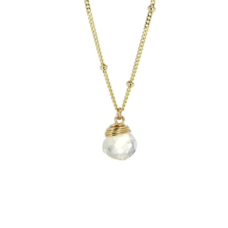 Lotus Jewelry Studio White Moonstone Stone 16” Necklace Gold Vermeil