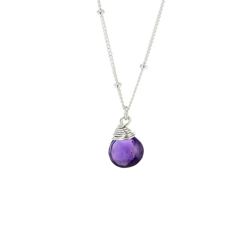 Lotus Jewelry Studio Amethyst Stone 16” Necklace Sterling Silver