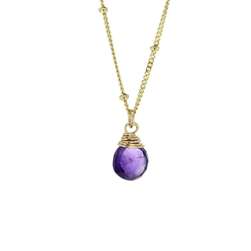 Lotus Jewelry Studio Amethyst Stone 16” Necklace Gold Vermeil