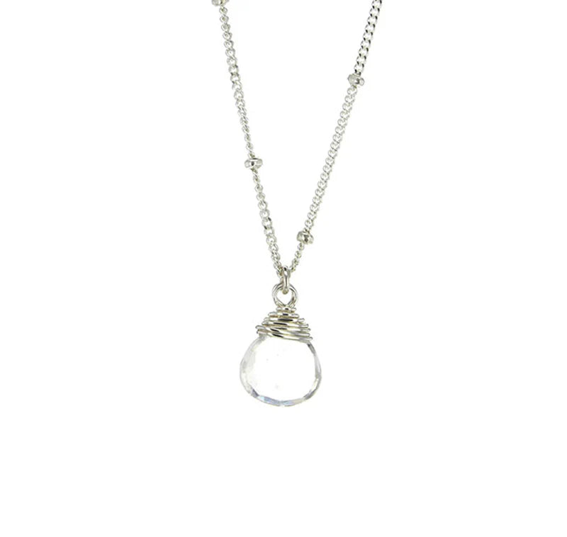 Lotus Jewelry Studio Clear Quartz Stone 16” Necklace Sterling Silver