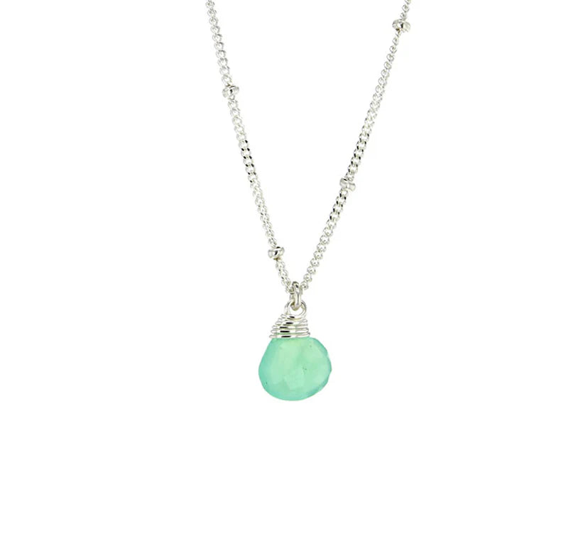 Lotus Jewelry Studio Chrysoprase Stone 16” Necklace Sterling Silver
