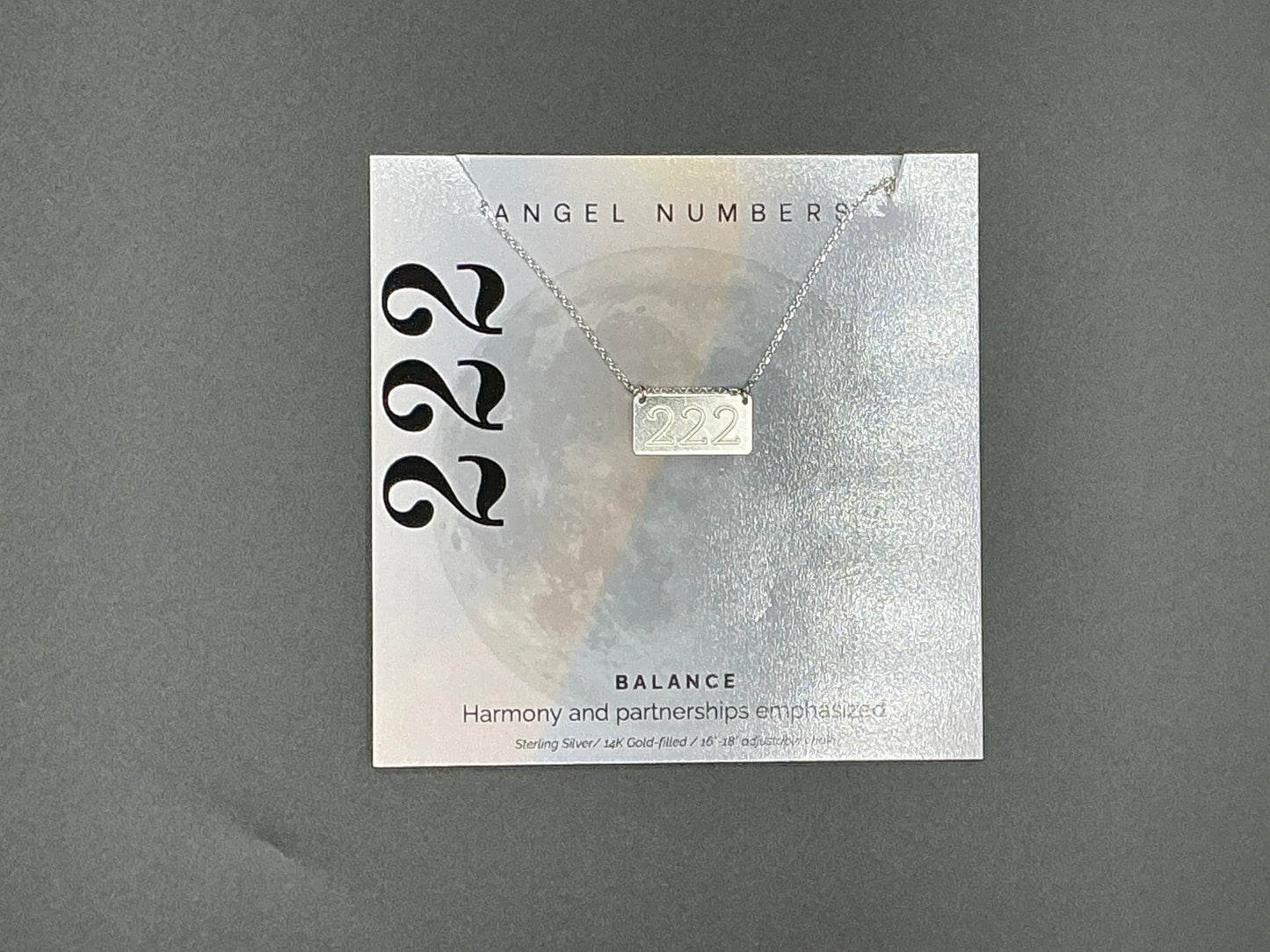 Lotus Jewelry Studio Silver Angel Number 222 16” Necklace