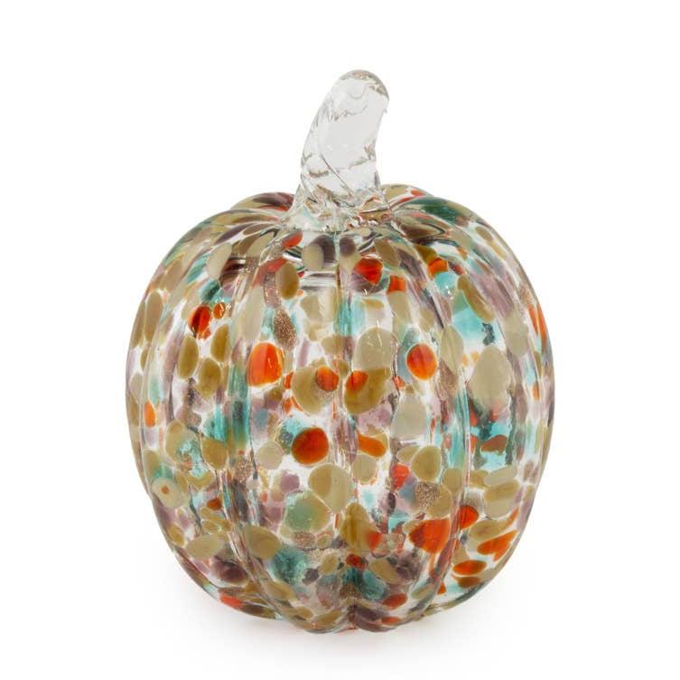 Autumn Confetti Glass Pumpkin Decor