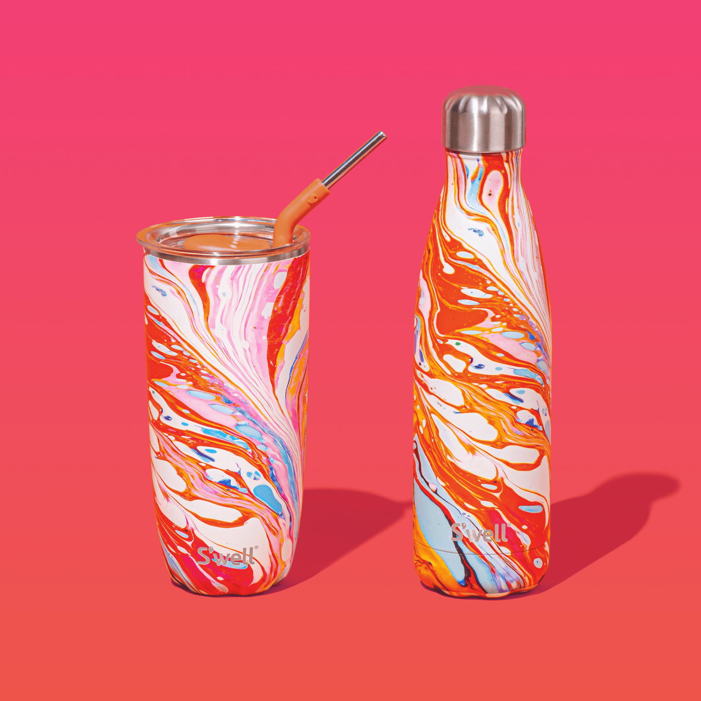 Swell 24oz Marble Swirl Tumbler with Straw