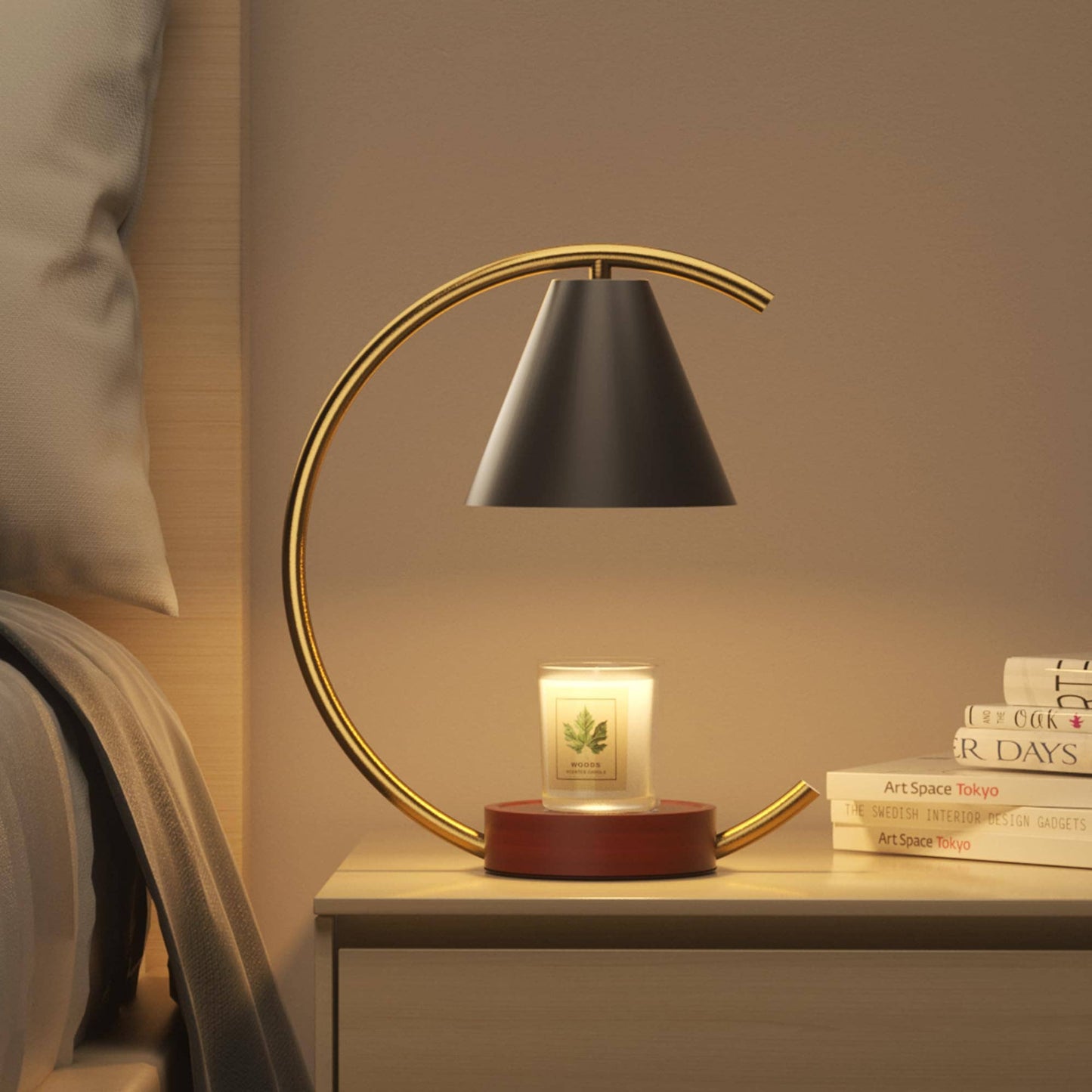 Dimmable Electric Candle Warmer with Timer and Bulbs: Black