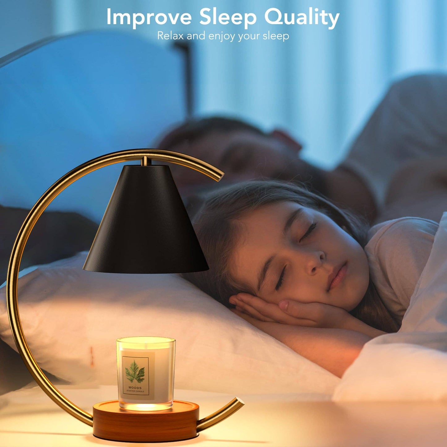 Dimmable Electric Candle Warmer with Timer and Bulbs: Black