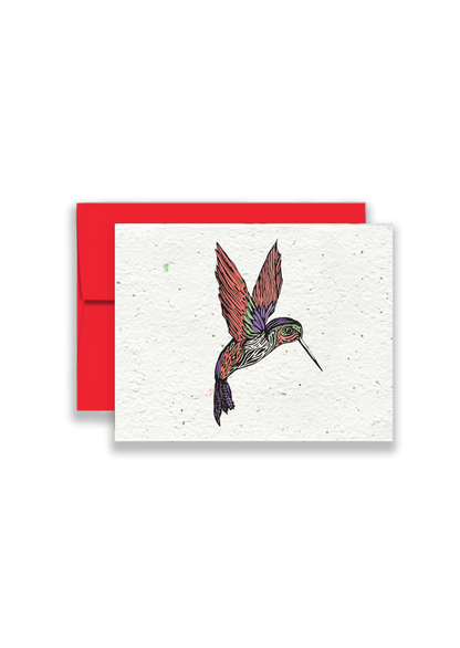 Whimsical Hummingbird Harmony Wildflower Seed Paper Card