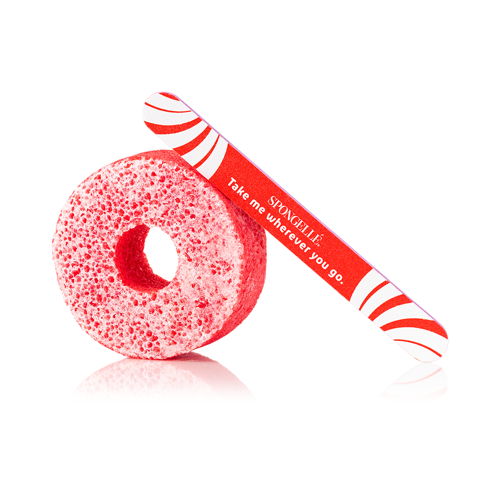 Spongelle Candy Cane Holiday PediPOP Pedi Buffer & Nail File Christmas 2025