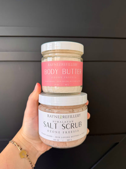Rayne Refillery Pink Himalayan Salt Scrub - Whipped Exfoliating Body Scrub Ozone & Freesia: Regular