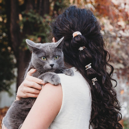 "Paws" Natural Hues with Silver & Paw Accents Hair Tie Bracelet: Large