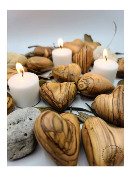 Olive Wood Holy Land Holding Heart: Small