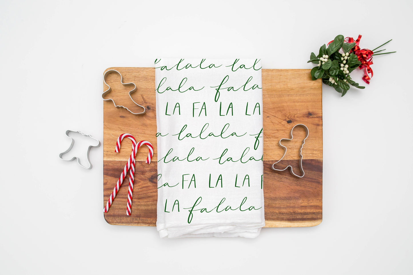 Christmas Fa La La La Kitchen Towel: Black