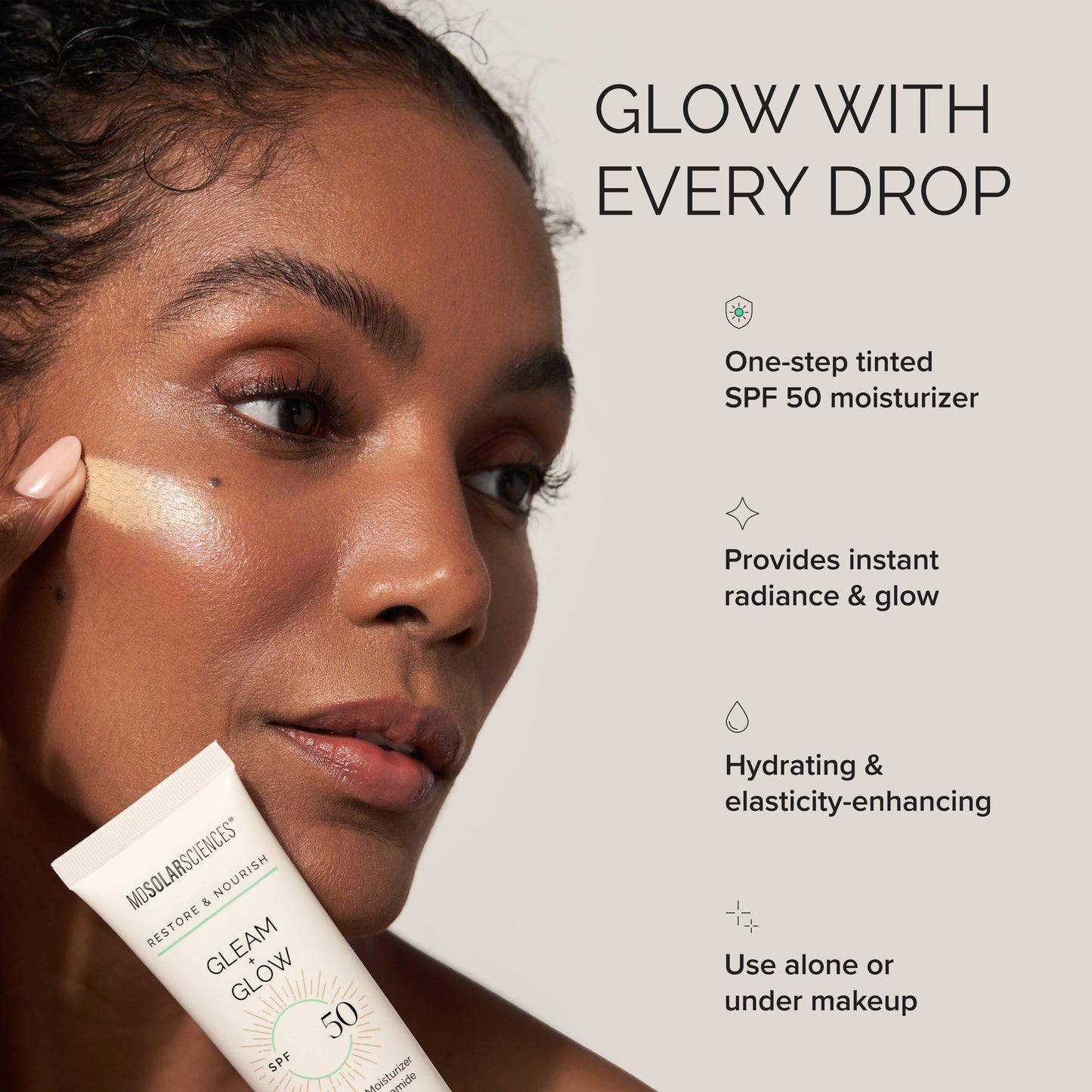MD Solar Sciences Gleam + Glow SPF 50 1.7 oz | Tinted Moisturizer with SPF: Gleam + Glow SPF 50 | 1.7 oz