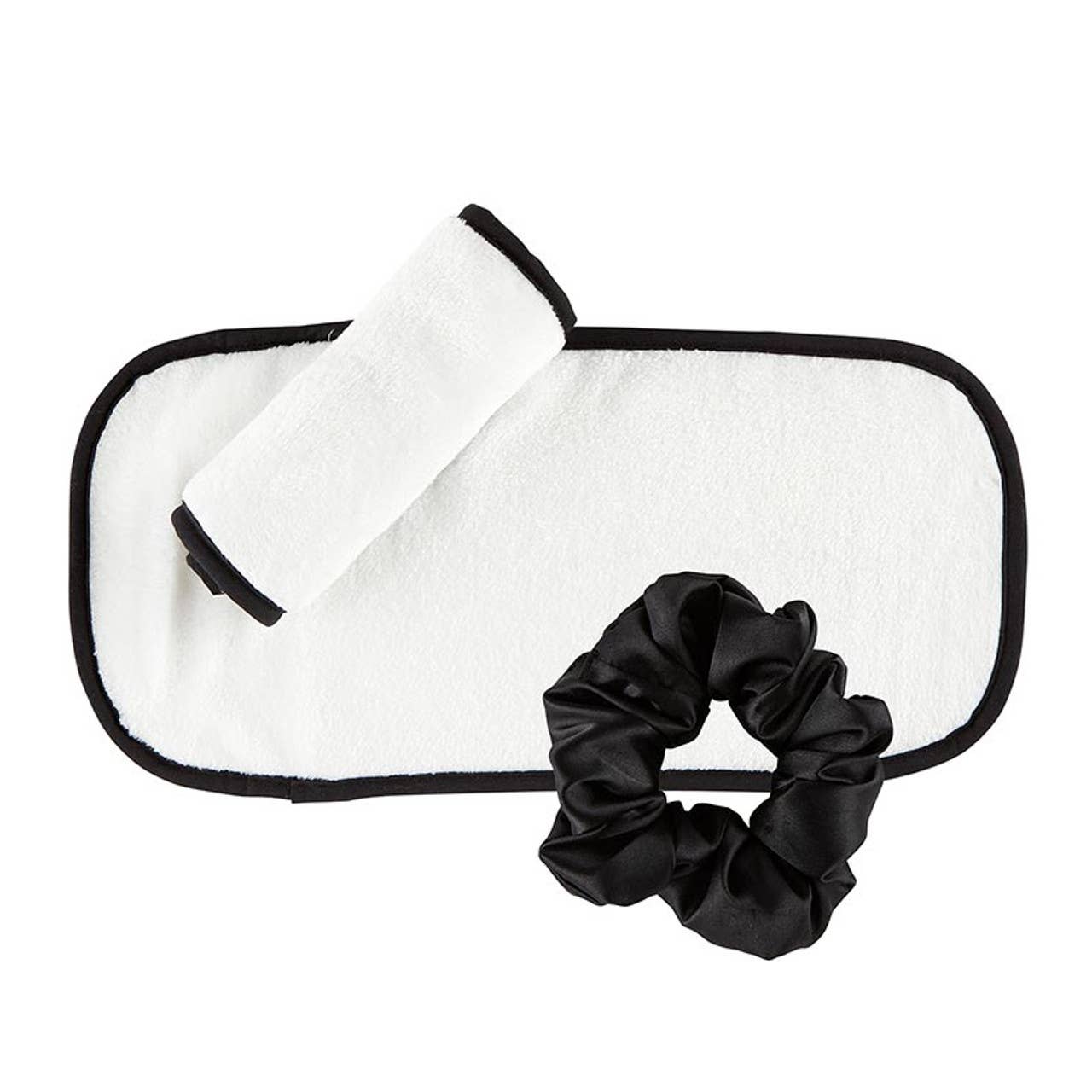 Bella Sleep & Spa Plush Face Cloth - White with Black Trim: Cloth: 100% Polyester, Trim: 65% Polyester 35% Cotton / 15.5" L x 7.25" W