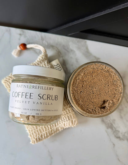 Rayne Refillery Velvet Vanilla Coffee Scrub - Whipped Exfoliating Body Scrub with Caffeine: Regular