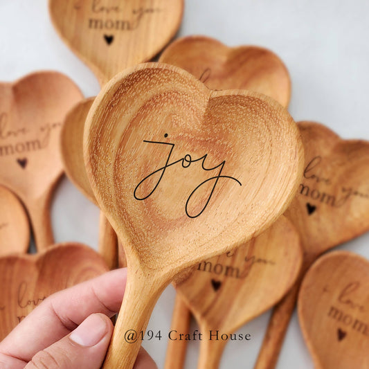 Joy Wooden Heart Spoon - Christmas Gifts