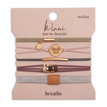 "Breathe" Lotus Flower Earthy Tones Hair Tie Bracelets: Large