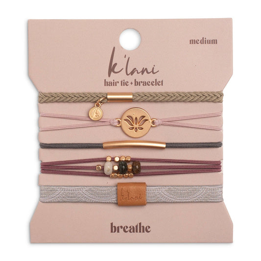 "Breathe" Lotus Flower Earthy Tones Hair Tie Bracelets: Large