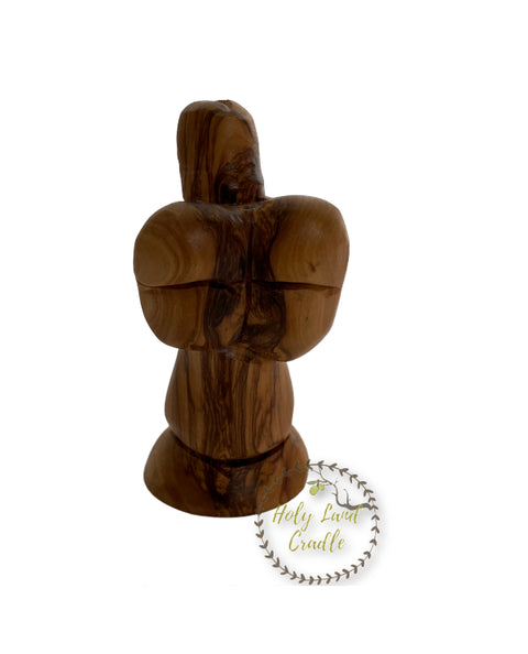 Olive Wood Angel Joy Praying With Base: Regular