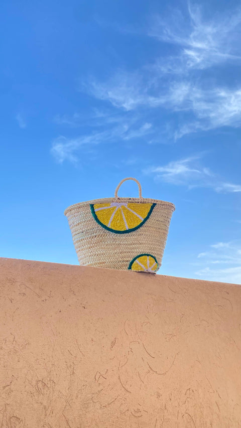 Straw beach bag Medium / No Lining LEMON