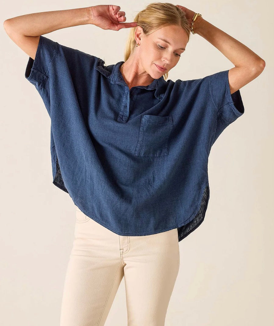 Mersea Hermosa Collared Top Navy OS
