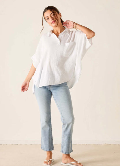 Mersea Hermosa Collared Top White OS