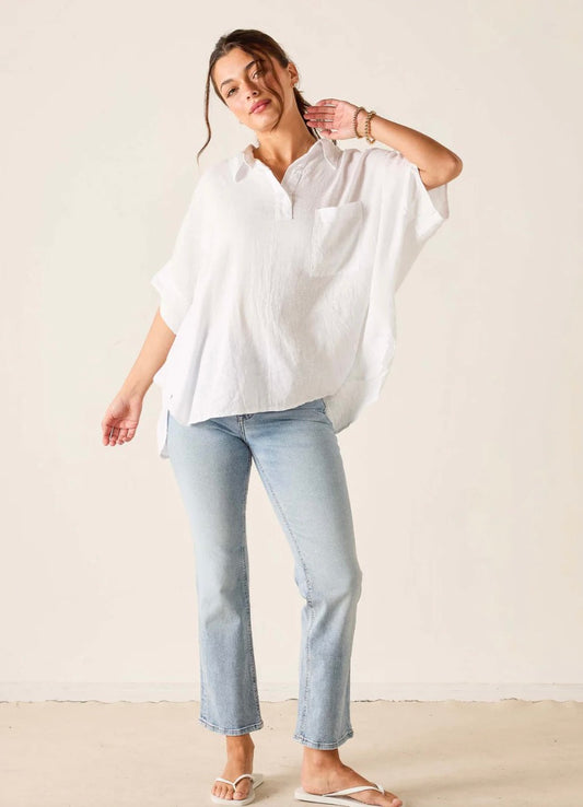 Mersea Hermosa Collared Top White OS