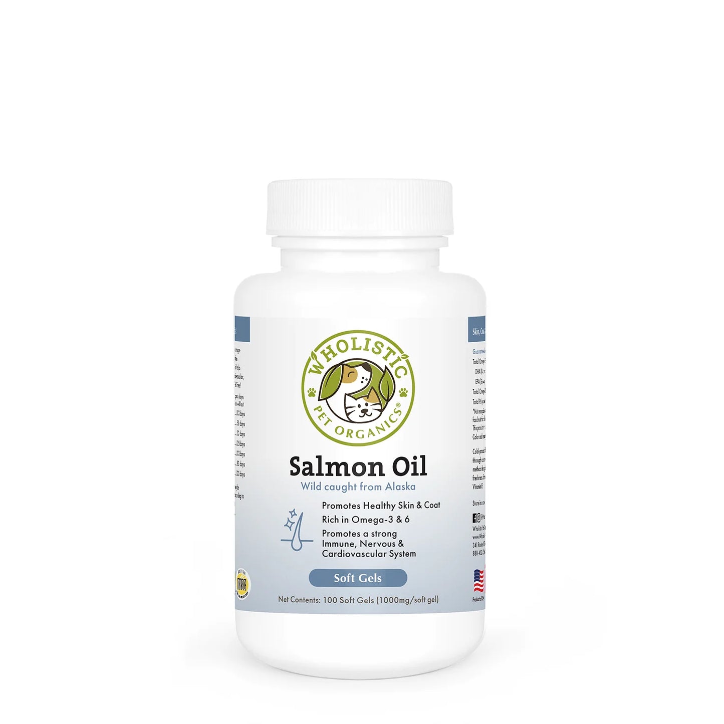 Wholistic Pet Organics Wild Salmon Oil 100 capsules
