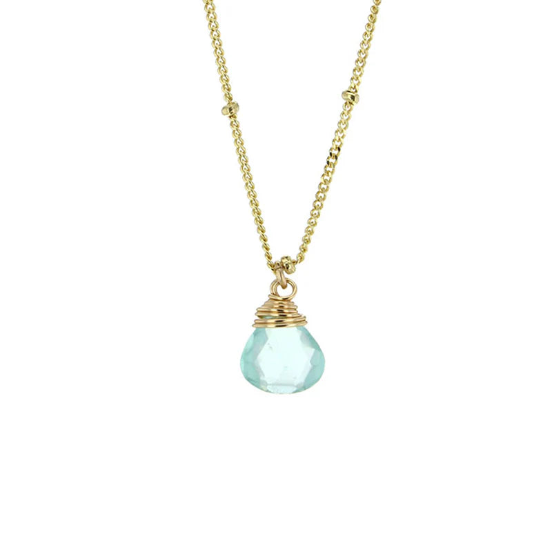 Lotus Jewelry Studio Aqua Chalcedony Stone 16” Necklace Gold Vermeil
