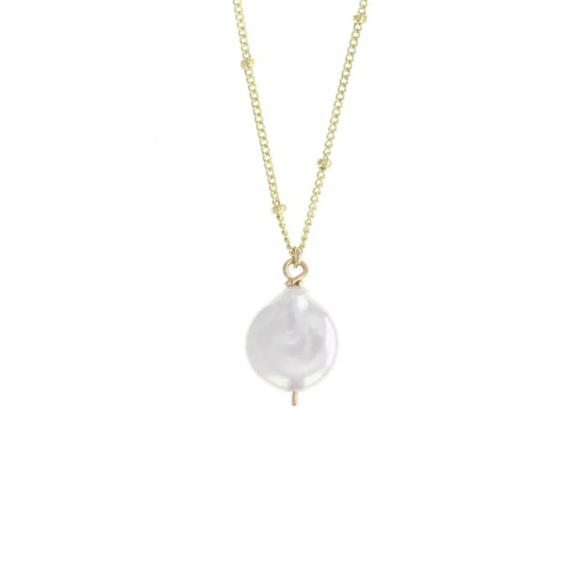 Lotus Jewelry Studio Coin Pearl Stone 16” Necklace Gold Vermeil