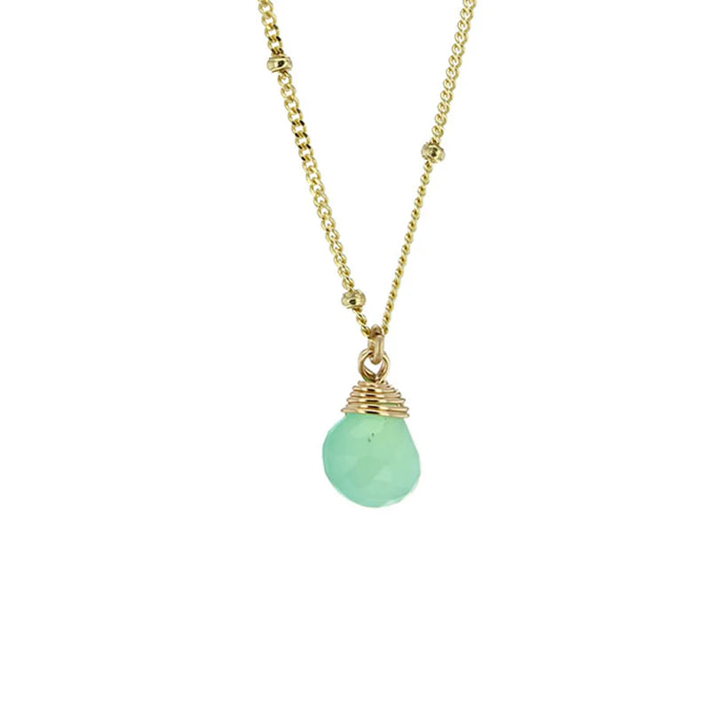 Lotus Jewelry Studio Chrysoprase Stone 16” Necklace Gold Vermeil