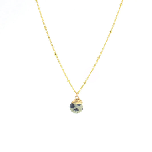 Lotus Jewelry Studio Dalmatian Jasper Stone 16” Necklace Gold Vermeil
