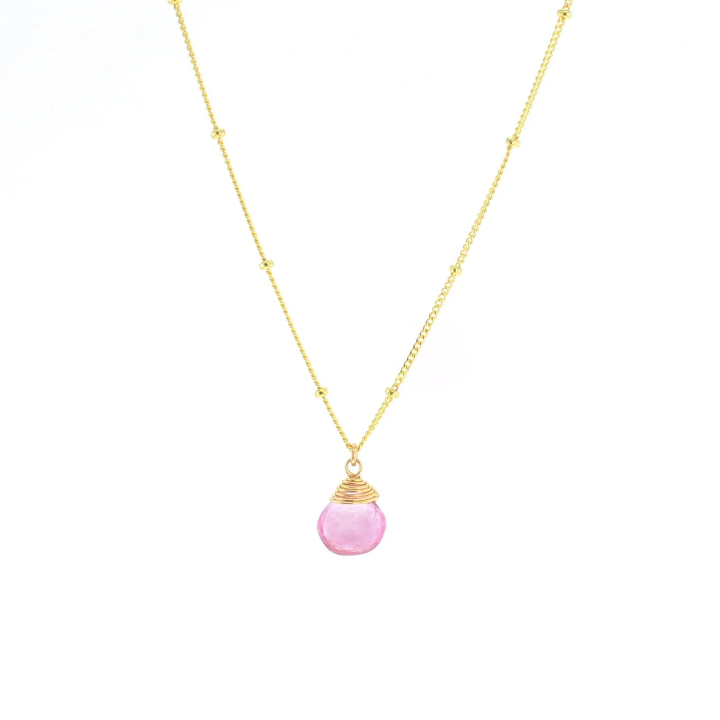 Lotus Jewelry Studio Pink Topaz Stone 16” Necklace Gold Vermeil