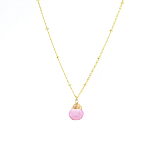 Lotus Jewelry Studio Pink Topaz Stone 16” Necklace Gold Vermeil