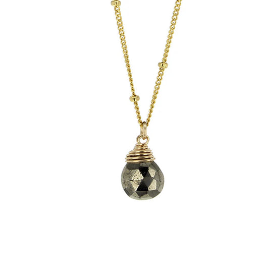Lotus Jewelry Studio Pyrite Stone 16” Necklace Gold Vermeil