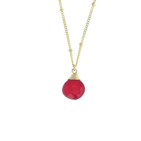 Lotus Jewelry Studio Ruby Chalcedony Stone 16” Necklace Gold Vermeil