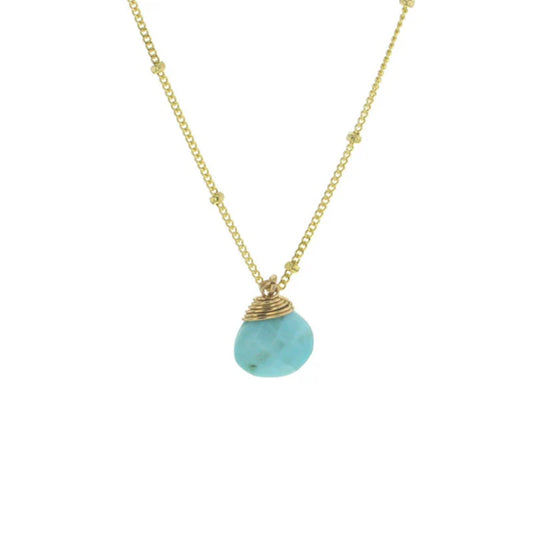 Lotus Jewelry Studio Turquoise Stone 16” Necklace Gold Vermeil