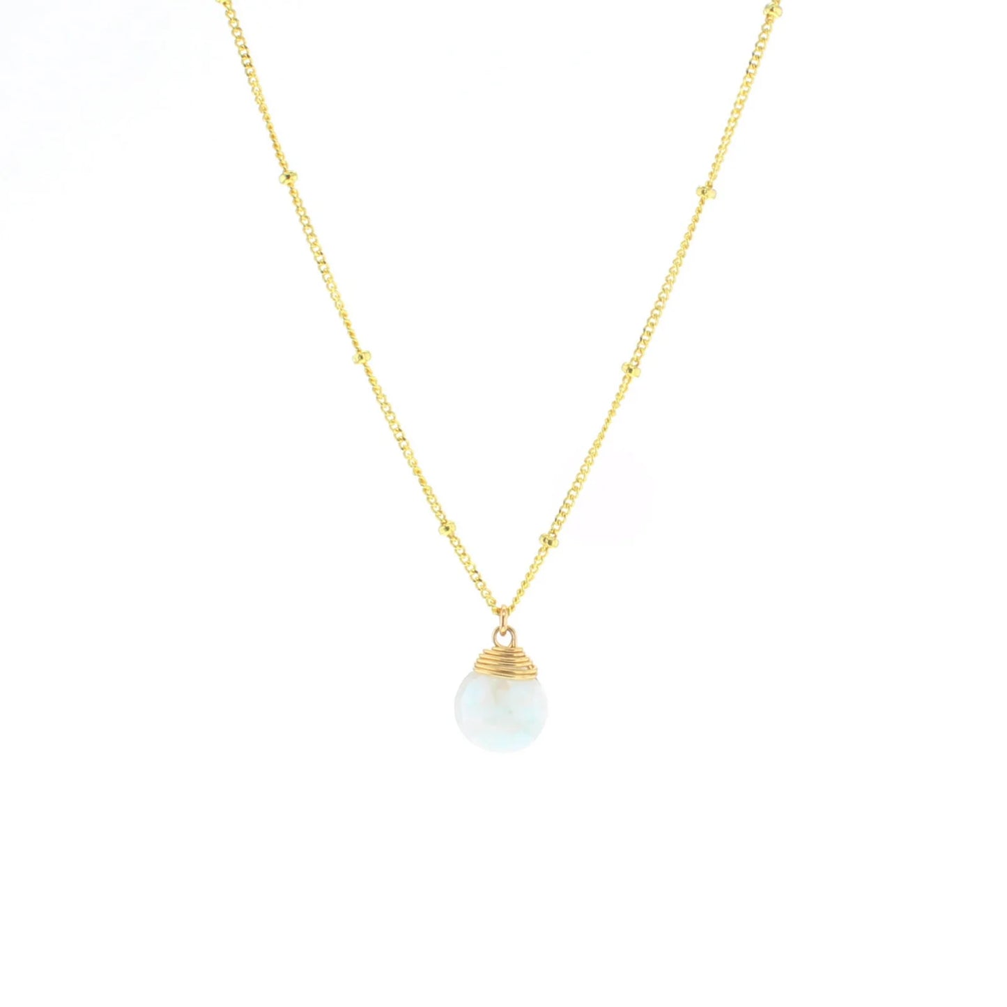 Lotus Jewelry Studio White Chalcedony Stone 16” Necklace Gold Vermeil
