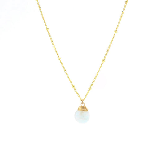 Lotus Jewelry Studio White Chalcedony Stone 16” Necklace Gold Vermeil