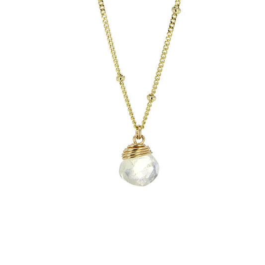 Lotus Jewelry Studio White Moonstone Stone 16” Necklace Gold Vermeil